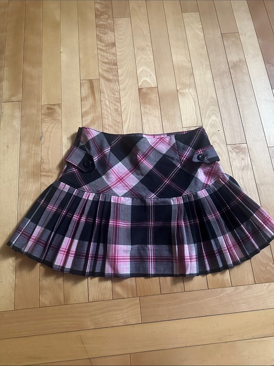 Dresses & Skirts - Plaid Pink and Black Pleated Mini Skirt